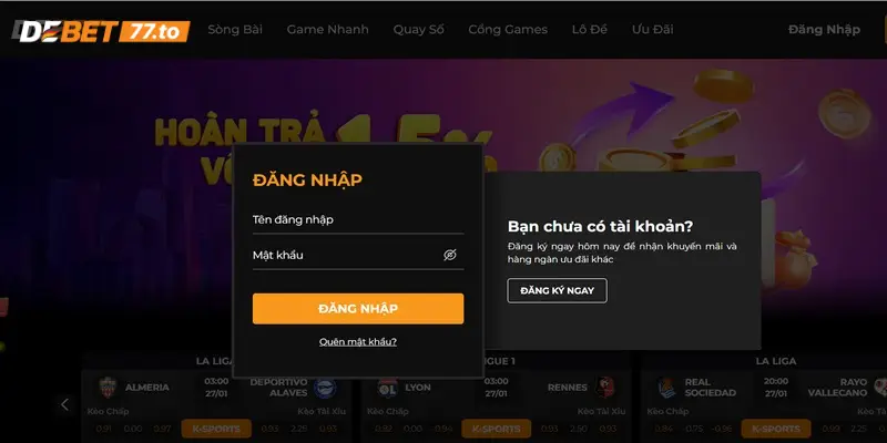 Hướng dẫn đăng nhập Debet nhanh chóng